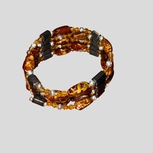 Elegant Amber/Brown/Black Magnet Beaded Bracelet/Necklace